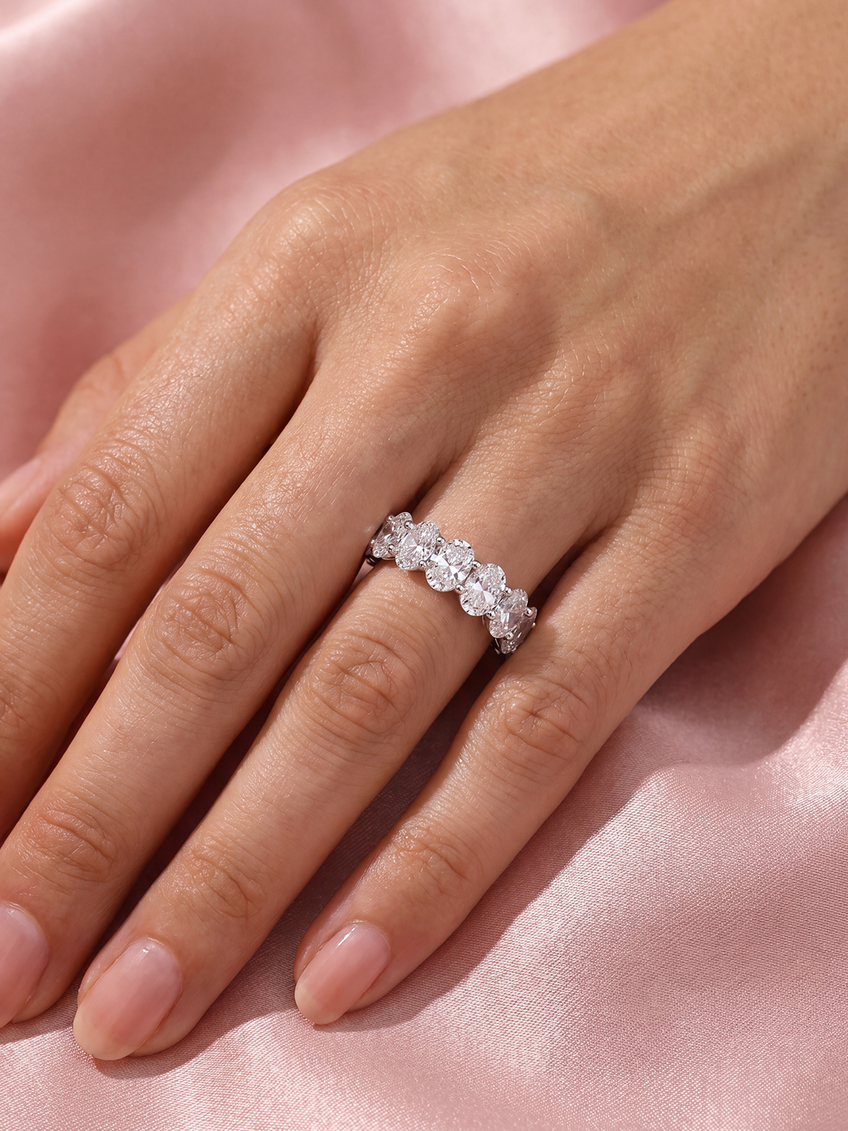 2.10CT Oval Cut Half Eternity Ring