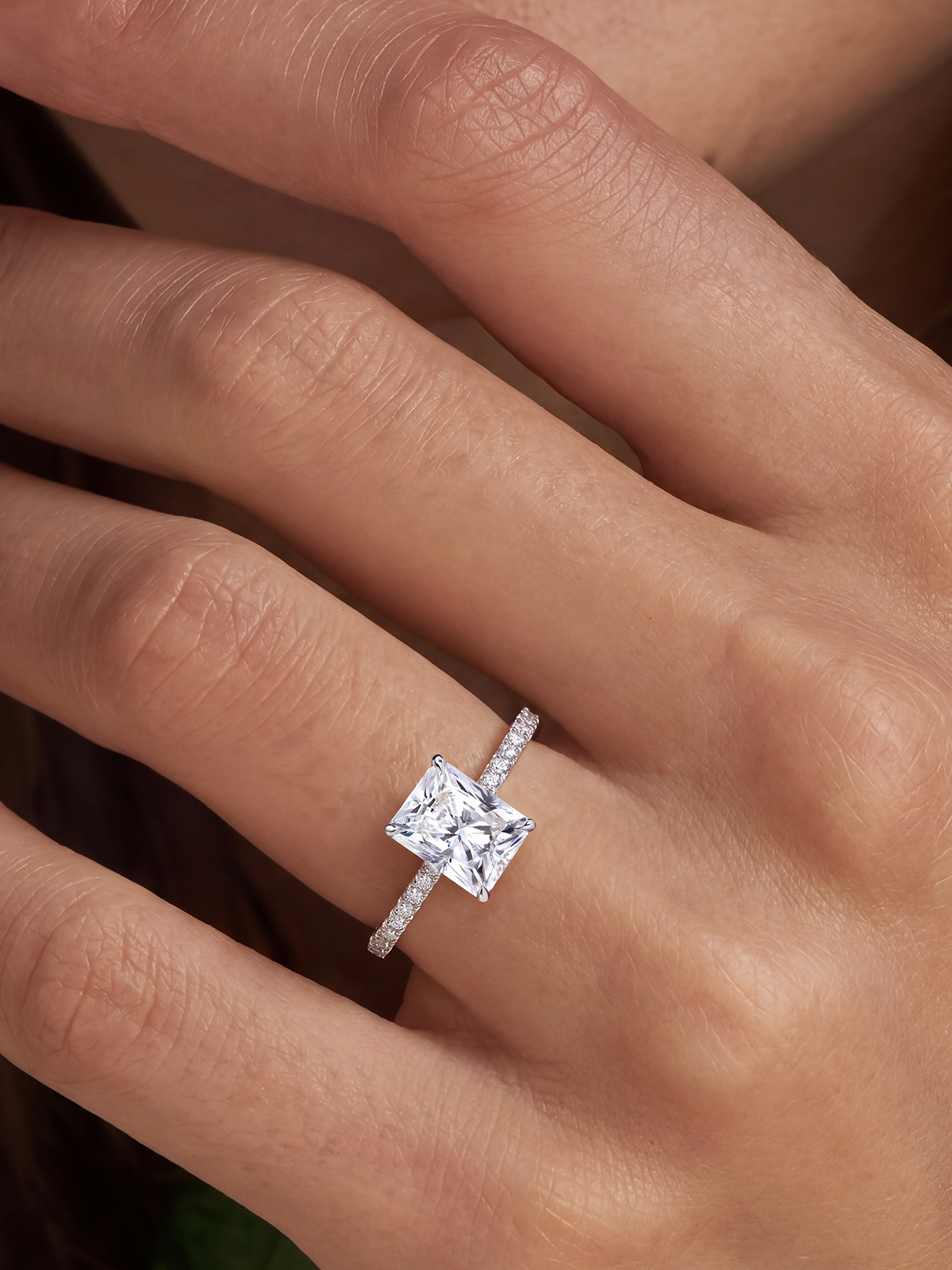 Radiant Cut Style Stone-Set Solitaire Ring