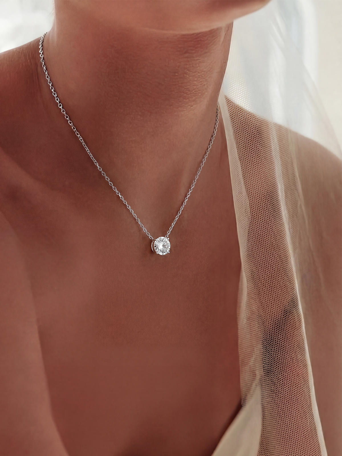 4 Prong Solitaire Necklace