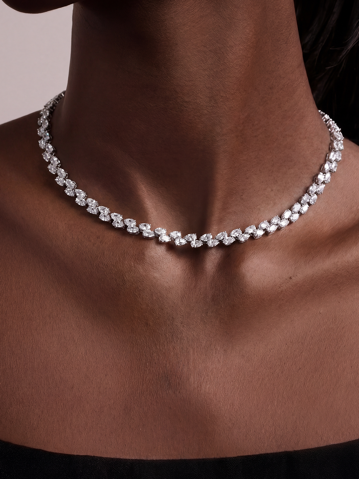 Oval Cut Cast Tennis Necklace