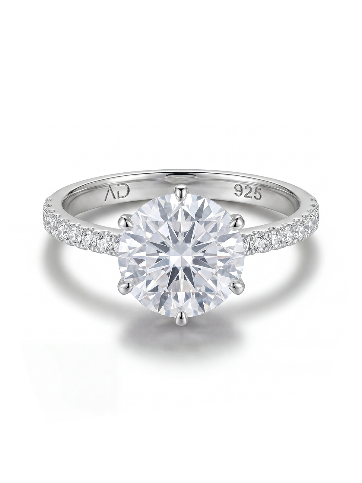 3.0CT | 6 Prong Setting Stone-Set Solitaire Ring