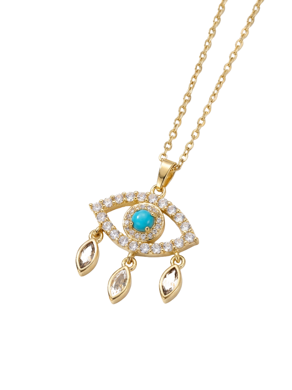 Atelier Duygu Ivy Kolye, canlı turkuaz taş ve ışıltılı zirkon detaylarıyla lüks bir görünüm sunarak Ege esintilerini boynunuza getirir.