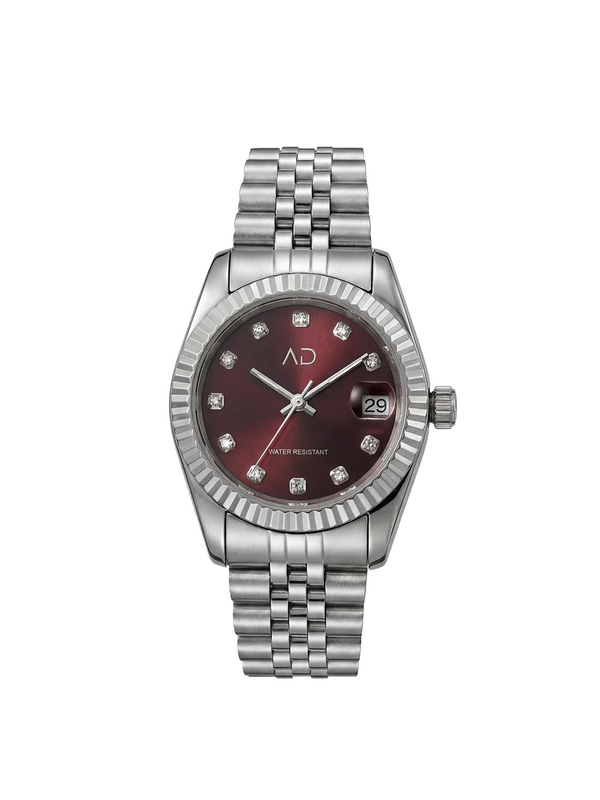 Dark Burgundy Stones Watch