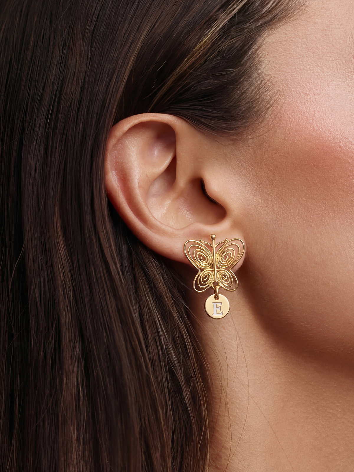 Harfli Kelebek Küpe