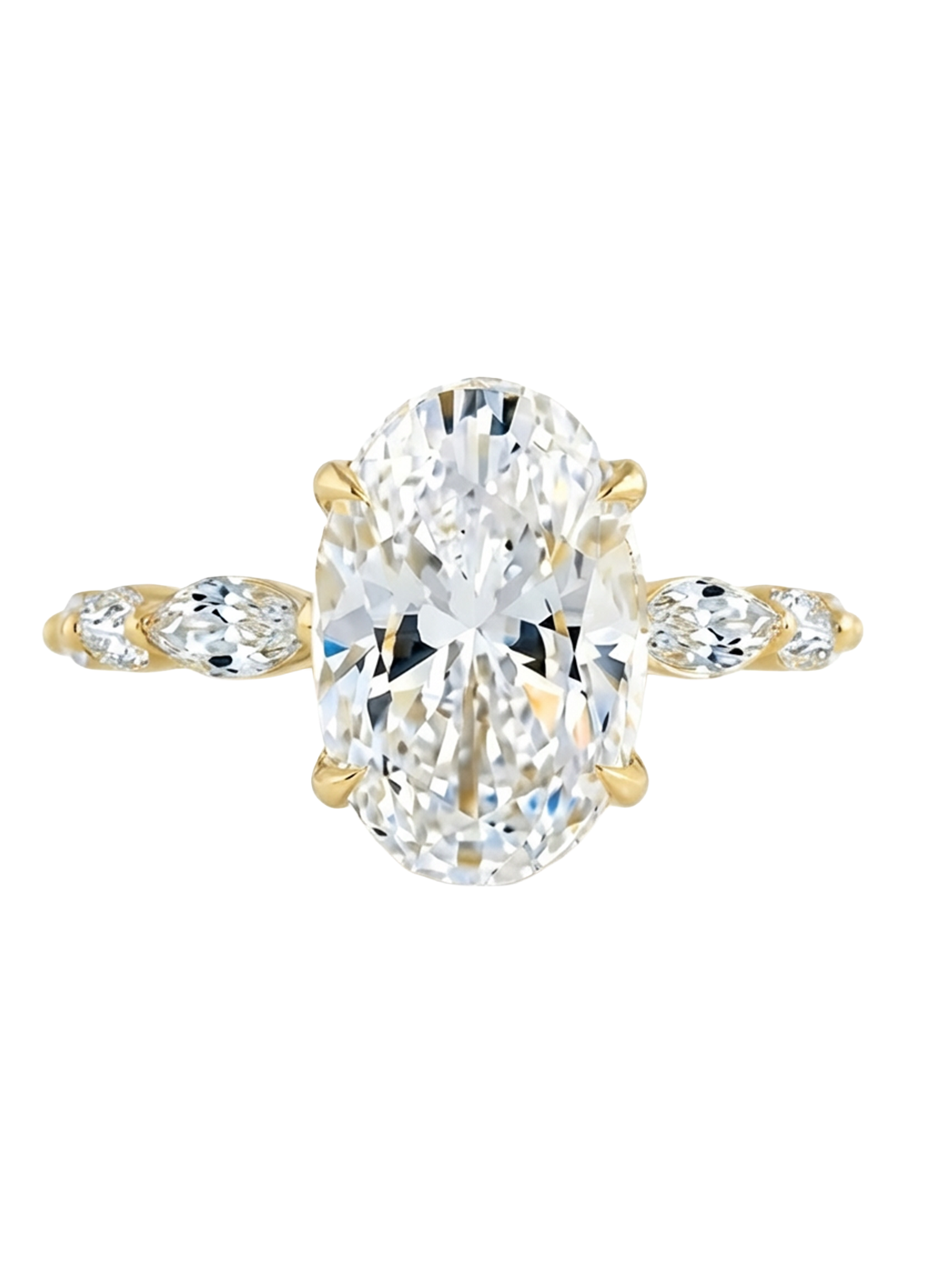 3.2CT | Oval Cut Style Marquise Stone-Set Ring
