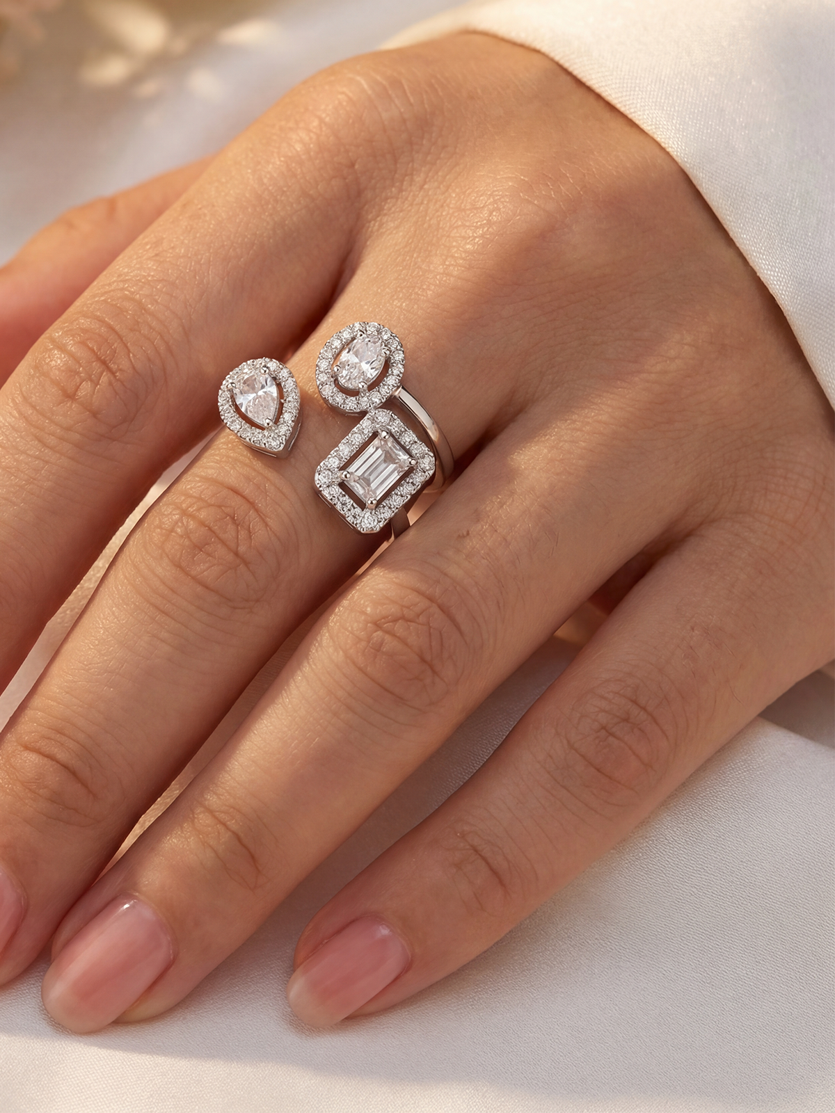 Oval Baguette Drop Ring